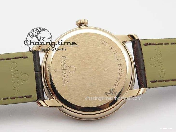 0316 Popular De Ville MK 1:1 Best Edition RG White Dial On Black Leather Asian Seagull T1701 (Sec@6) 8237